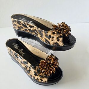 Helen’s Heart Boutique Excusive Maximalist Leopard Beaded Wedge Mule Slide 8